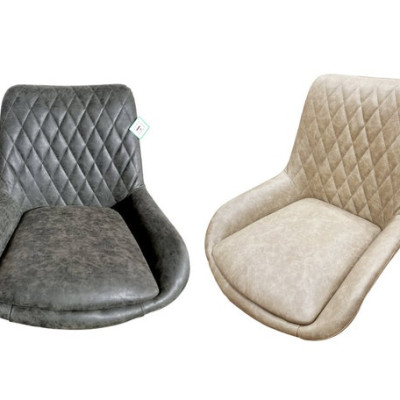 Replacement bar stool seat for gas lift stool base (SOLD INDIVIDUALLY) - In distressed diamond quilted grey faux leather
