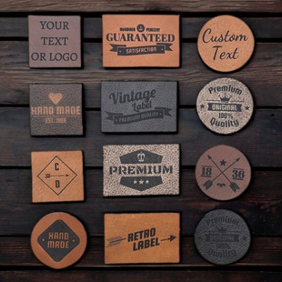 Personalized Leather Patch | laser etched | Customised with Text Initials or logo| Rectangle, Circle, square
