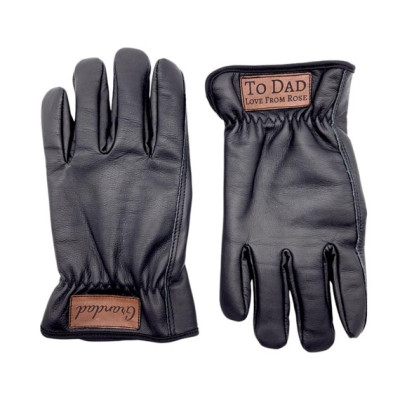 Customised Black Leather Thermal Gloves, Winter cold weather Driving Gloves