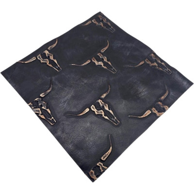 Black & copper embossed leather | Featuring Texas Longhorn Design