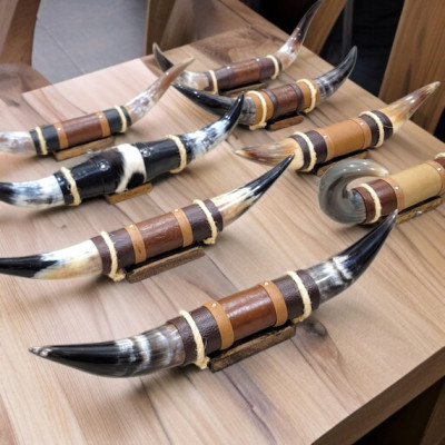 Genuine Bull Steer Horn Mount | Longhorn and Leather Mounted Wall Art | Western Decor