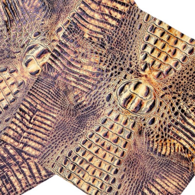 Crocodile look embossed genuine leather | Alligator look textured leather pieces