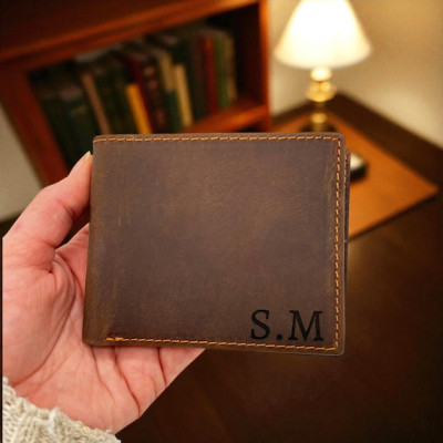 Custom Engraved Leather Wallet | Leather Card Holder | Customized Bifold Wallet