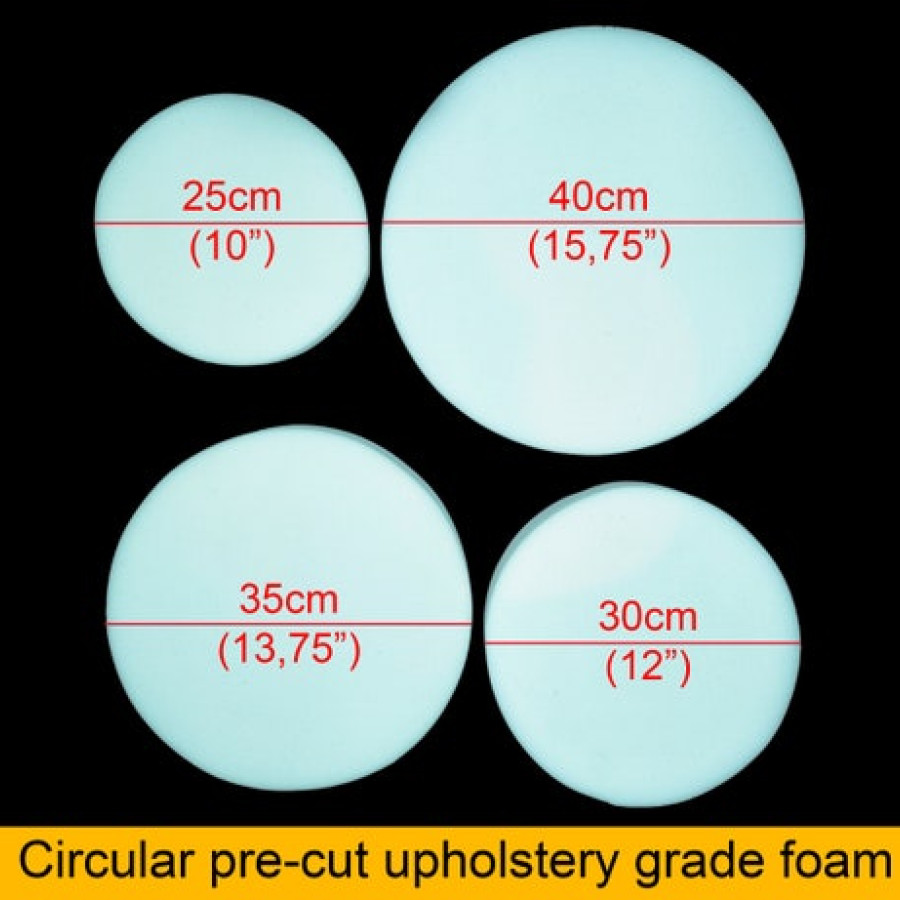 Upholstery Grade Precut circular foam  |  medium-soft  | Round Foam | 55mm (2.2")  thick | Available in various sizes! | Bar stool seat