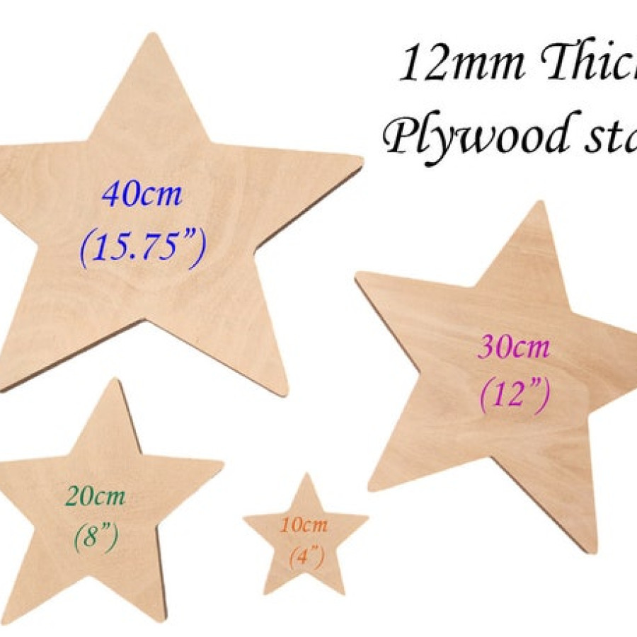 Star shaped Jade Plywood CNC pre-cut 12mm thick | Various sizes available wooden star template