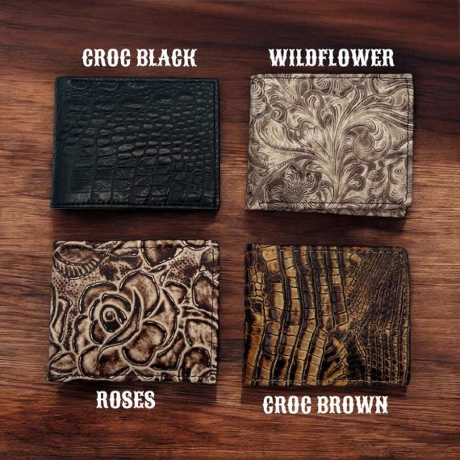 Genuine Leather Embossed Vintage Western Bi-fold wallets - Available in 4 stunning designs