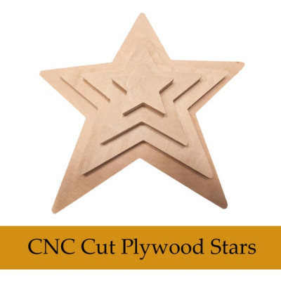 Star shaped Plywood | CNC cut | 12mm thick | wooden stars | Various sizes available