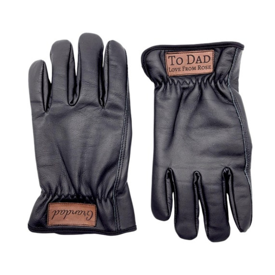 Customised Black Leather Thermal Gloves, Winter cold weather Driving Gloves