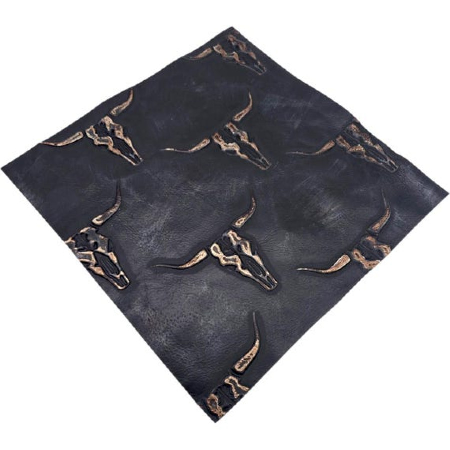 Black & copper embossed leather | Featuring Texas Longhorn Design