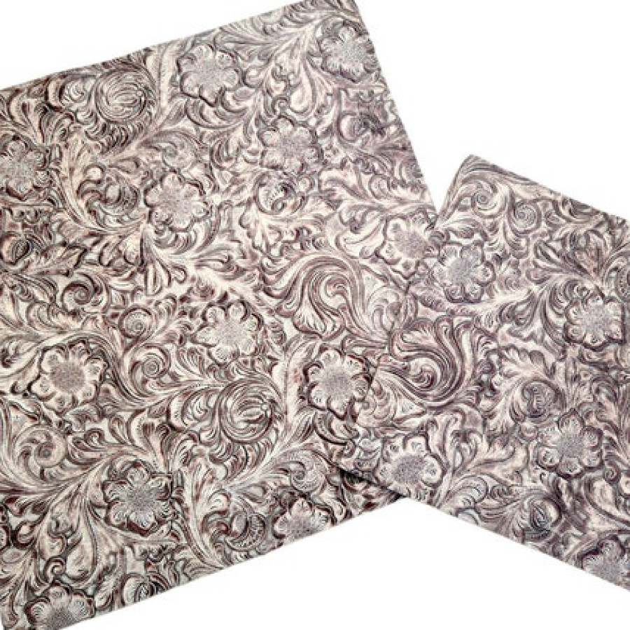 Genuine embossed leather | Wildflower | Ivory Chocolate - Various sizes