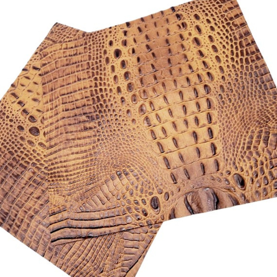 Embossed crocodile look leather | Alligator textured leather sheets | For arts & crafts projects