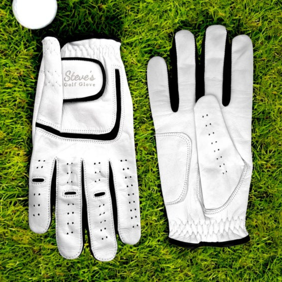 Customisable Genuine Leather Golf Glove, Left Hand or Right Hand, White Golf Glove, Custom Text or Monogram, Golf Accessories