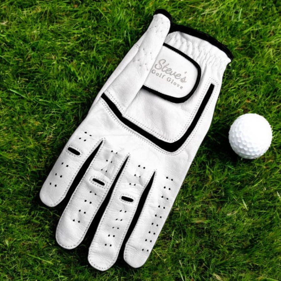Customisable Genuine Leather Golf Glove for Left Hand & Right Hand, White Golf Glove, Golf Accessories