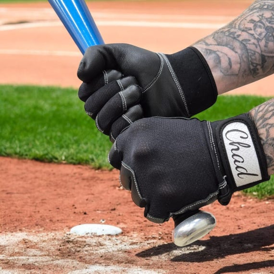 Personalised Genuine Leather Sports Baseball Batting Gloves | Custom Batting Gear - Laser engraved with your text or logo! (B)