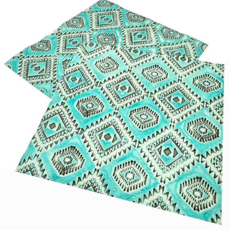 Turquoise embossed leather | Featuring Aztec Navajo Design