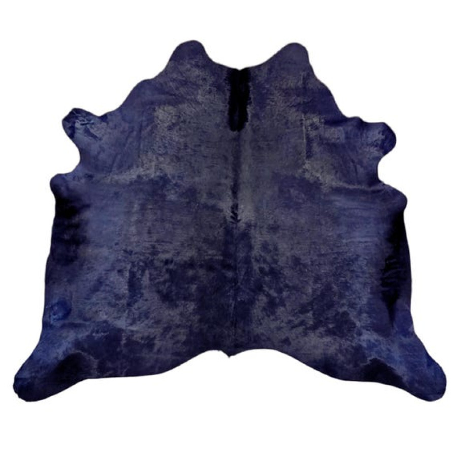 Navy Blue Dyed Genuine Cowhide Rug | Dark Blue Tone | Unique Rug | Hair on Hide