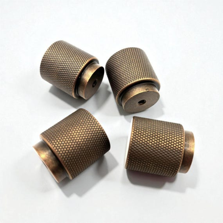 Antique Brass Drawer Knob | Knurled Design | Kitchen Cabinet Pull | Vintage Drawer Handle | Furniture Hardware |