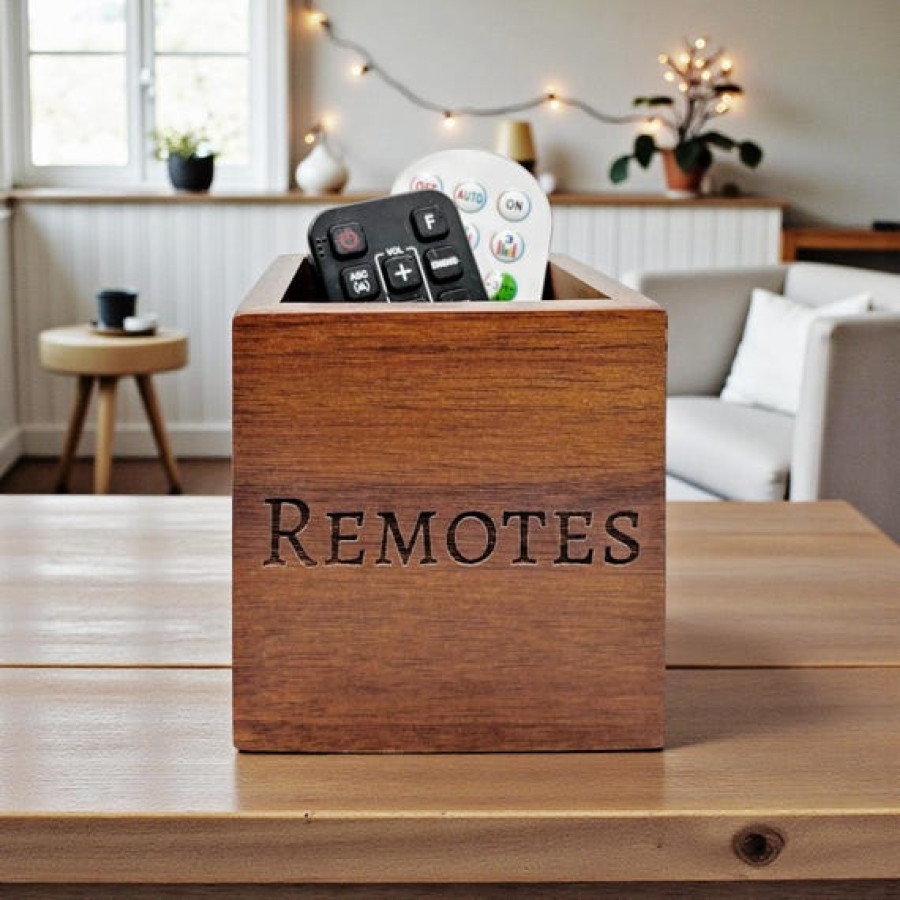 Custom TV Remote Caddy | Engraved Storage Organizer | Personalized Holder