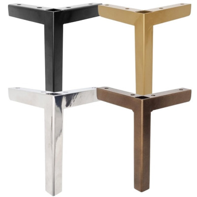 Modern L-Shaped Steel Furniture Legs - Set of 4, Powder-Coated