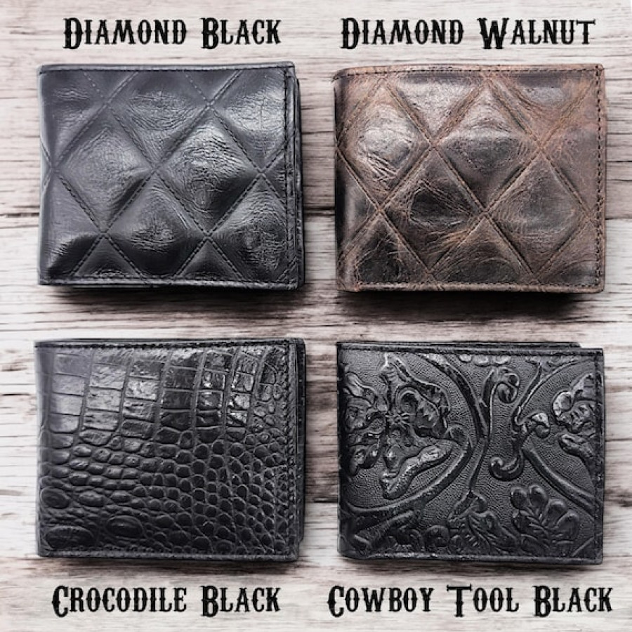 Genuine leather Embossed Vintage Bi-fold wallets - Available in 4 stunning designs