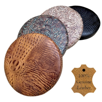 Embossed Leather Round Bar Stool Seat Cushion, Replacement Seat for Kitchen Stool, Counter Height Stool