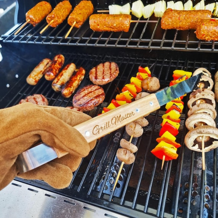 Customised Laser Engraved BBQ Grill Tools Gift Set Including Spatula and Tongs