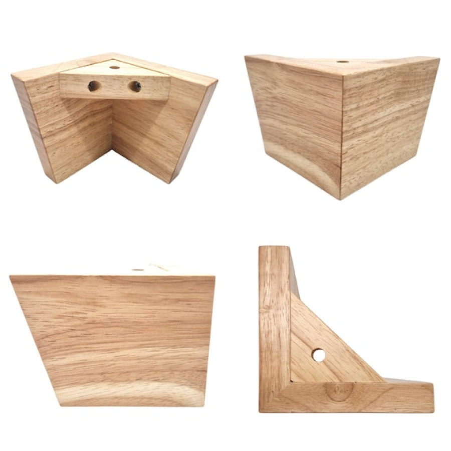 Set of 4 Chunky Square Wood Furniture Legs | Solid Wooden Sofa Feet