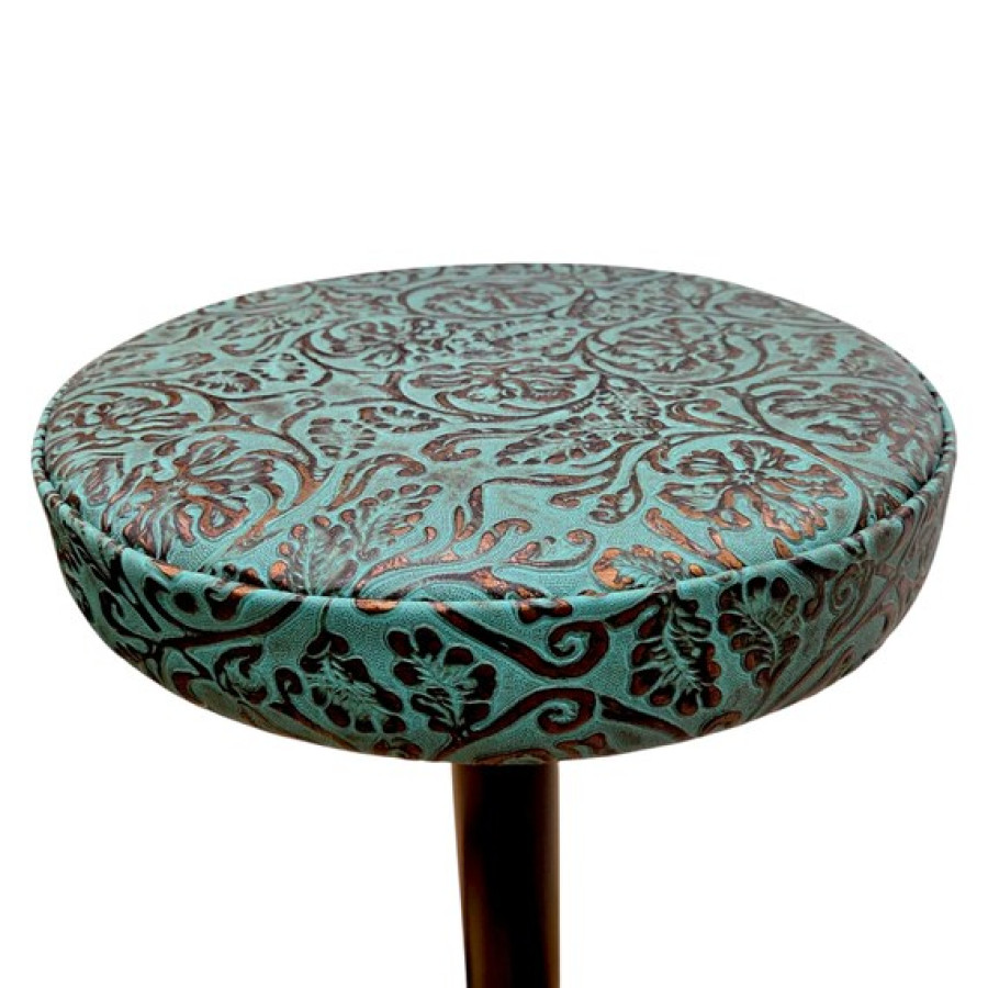 Turquoise Copper Tooled Leather Replacement Stool Seats | For Bar or Countertop 6