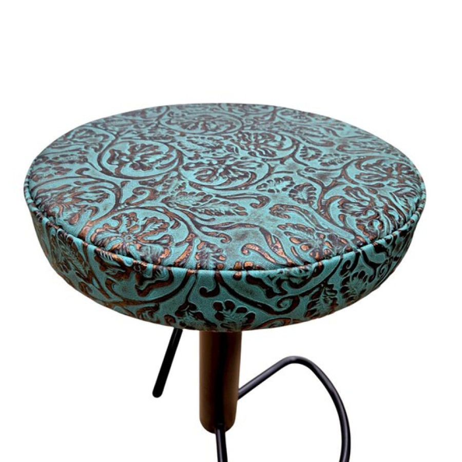 Turquoise Copper Tooled Leather Replacement Stool Seats | For Bar or Countertop 9