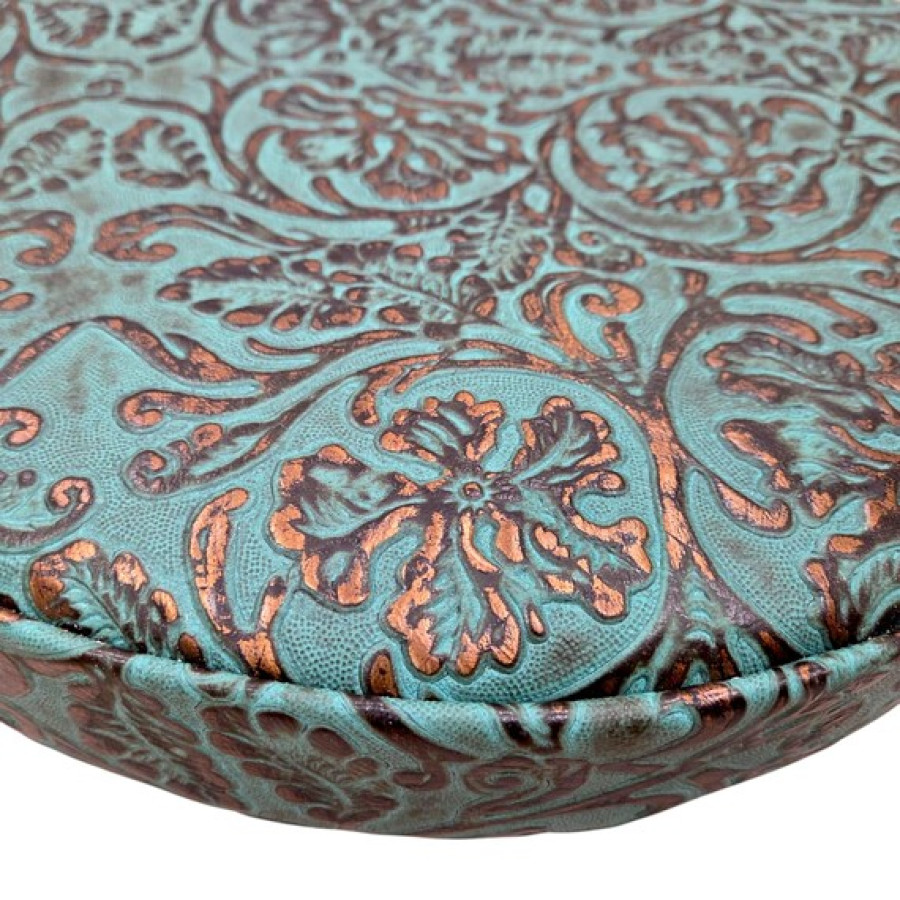 Turquoise Copper Tooled Leather Replacement Stool Seats | For Bar or Countertop 10