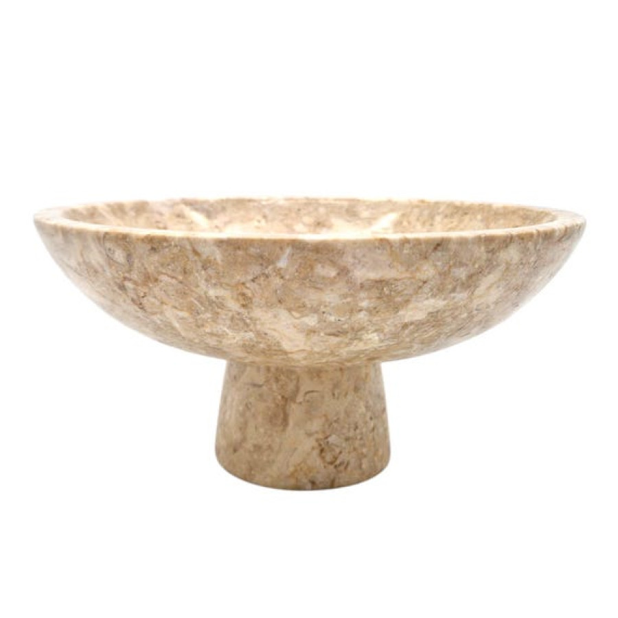 10" Natural marble pedestal bowl in beige or dark grey 7