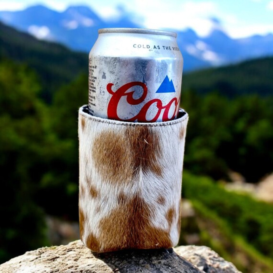 Genuine cowhide and neoprene beer Coosie for 12oz/ 16oz can 0