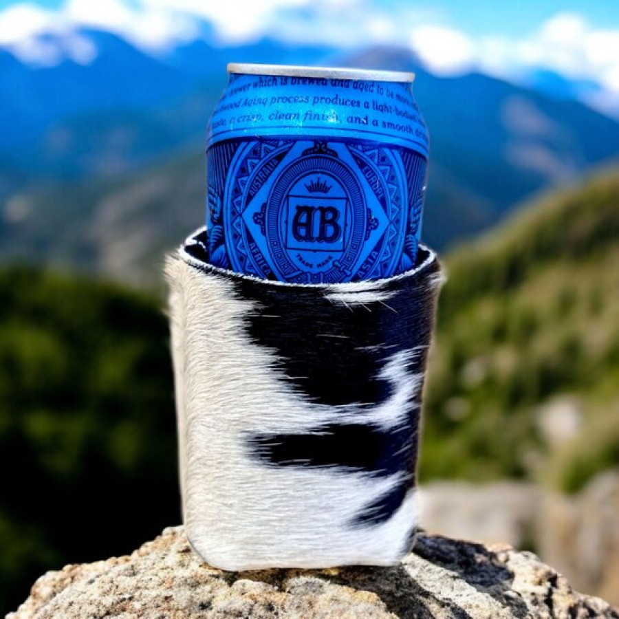 Genuine cowhide and neoprene beer Coosie for 12oz/ 16oz can 2