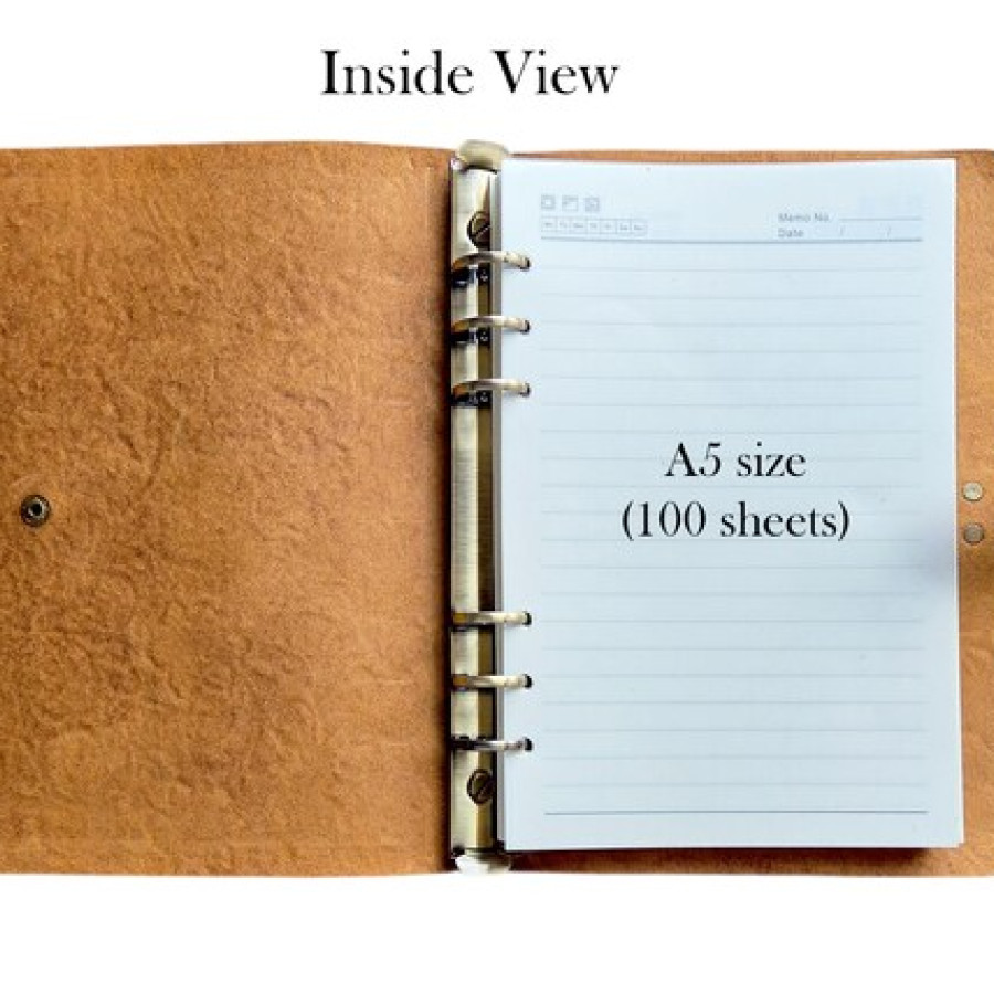 Wildflower Genuine embossed Leather Refillable A5 Notebook Journal 4