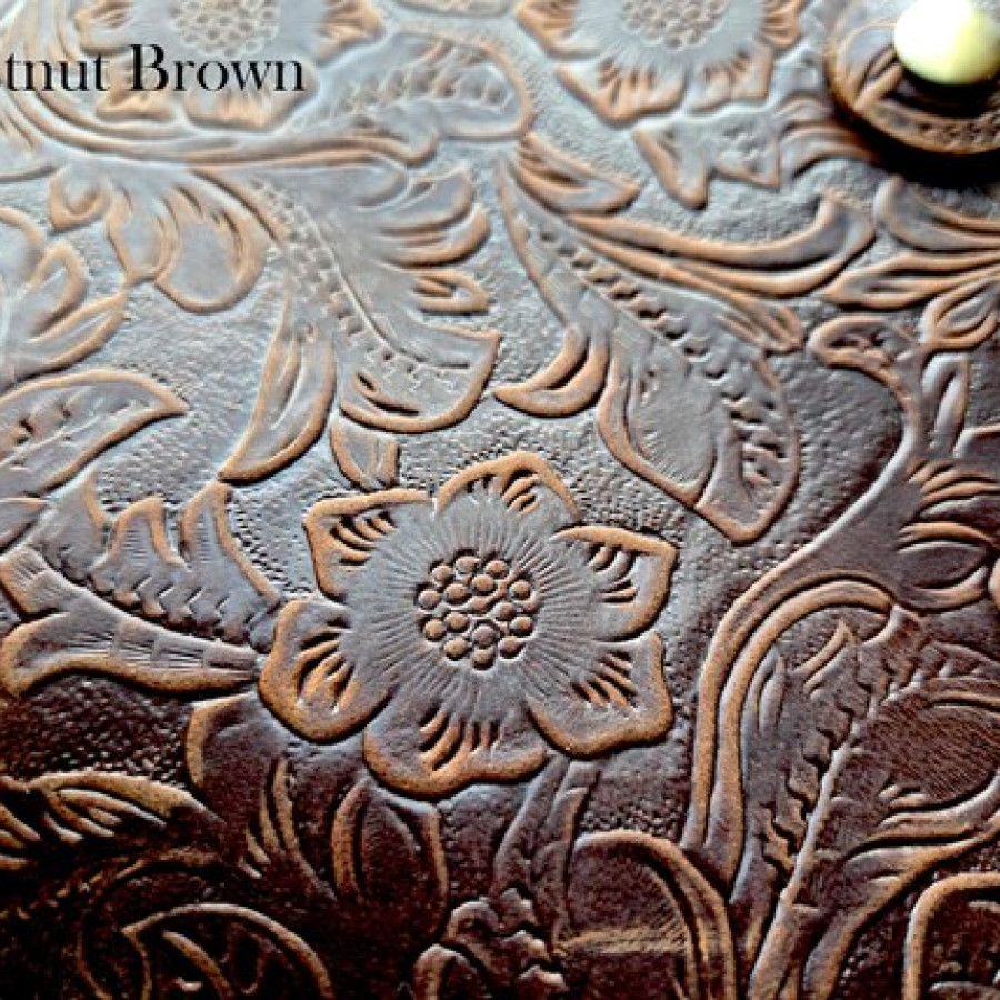 Wildflower Genuine embossed Leather Refillable A5 Notebook Journal 13