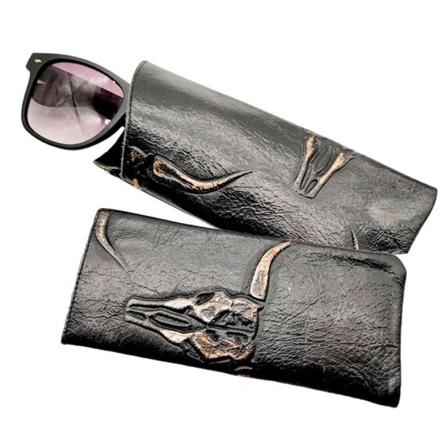 Texas Longhorn genuine leather sunglasses sleeve / Case 0
