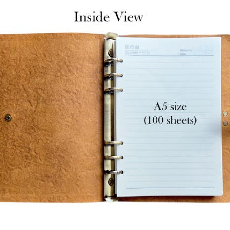 Customised Genuine Distressed Tan Leather Refillable A5 Notebook Journal 2