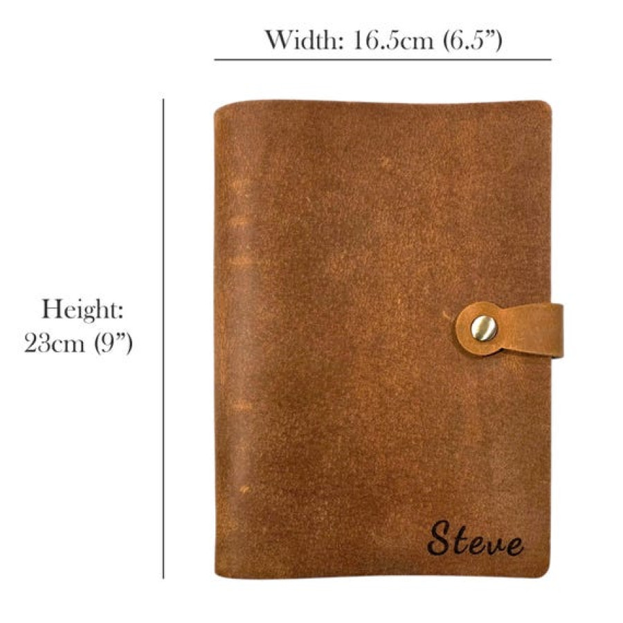 Customised Genuine Distressed Tan Leather Refillable A5 Notebook Journal 3