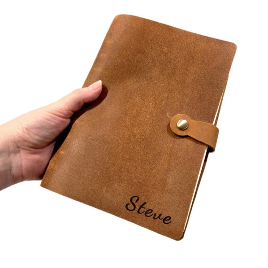 Customised Genuine Distressed Tan Leather Refillable A5 Notebook Journal 5