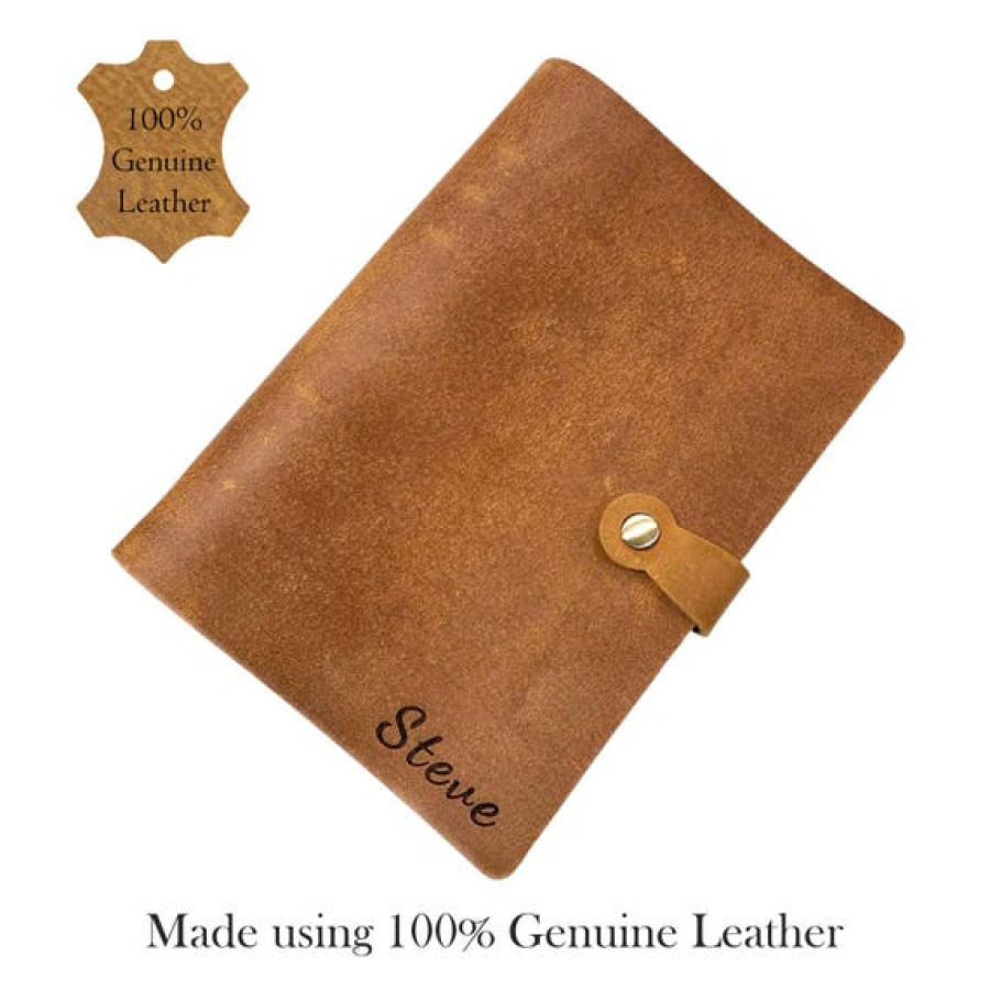 Customised Genuine Distressed Tan Leather Refillable A5 Notebook Journal 6