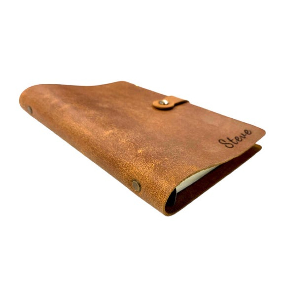 Customised Genuine Distressed Tan Leather Refillable A5 Notebook Journal 12