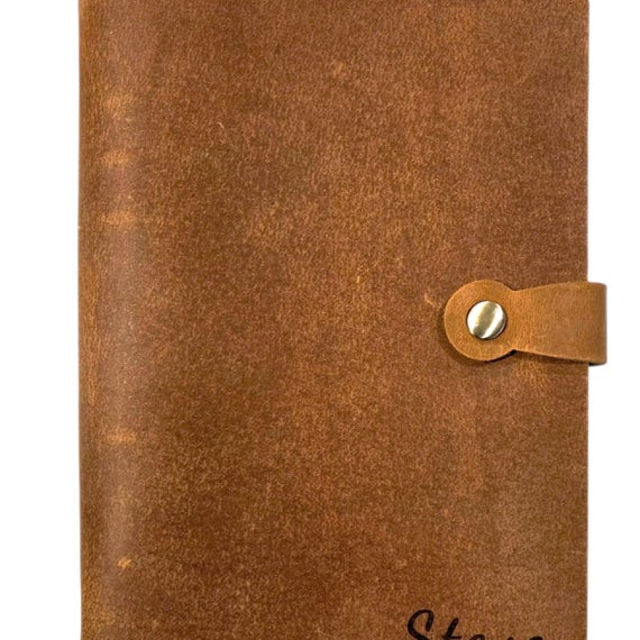 Customised Genuine Distressed Tan Leather Refillable A5 Notebook Journal 13