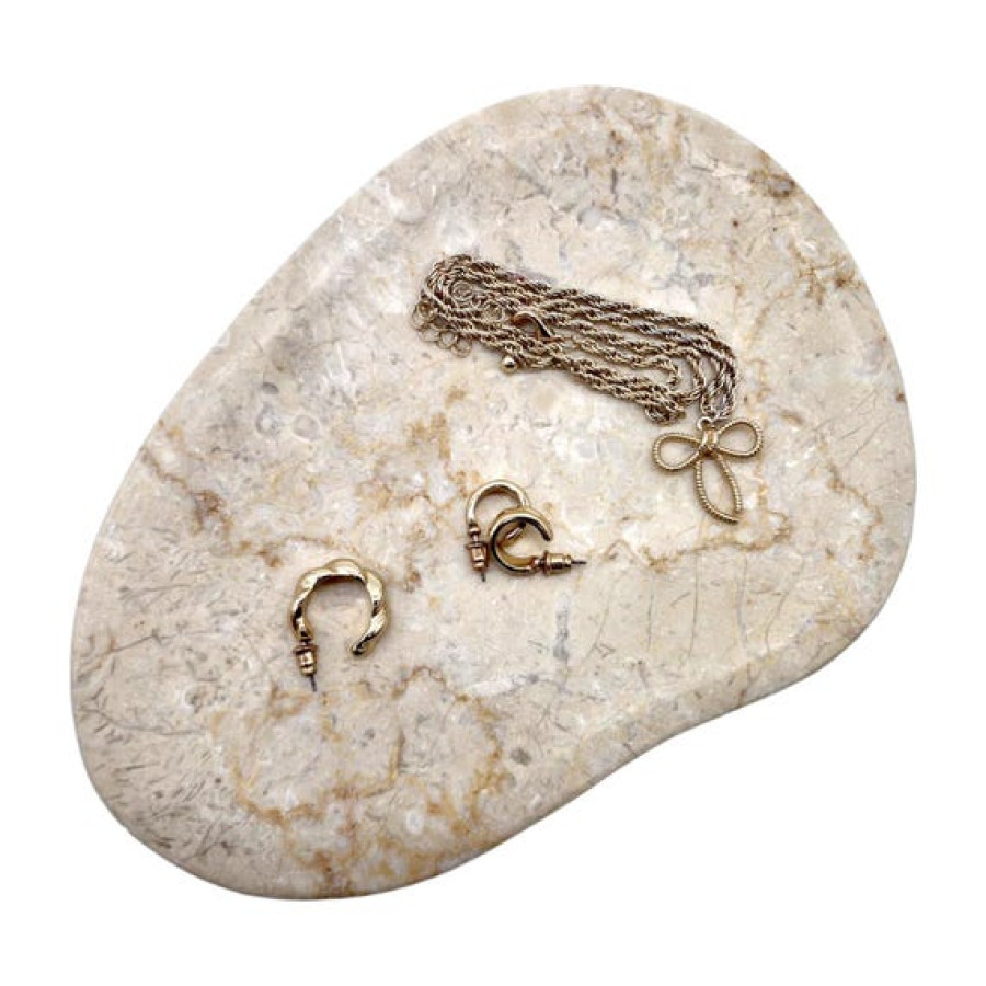Natural Beige Marble Jewelry Tray Featuring Asymmetric Design 7