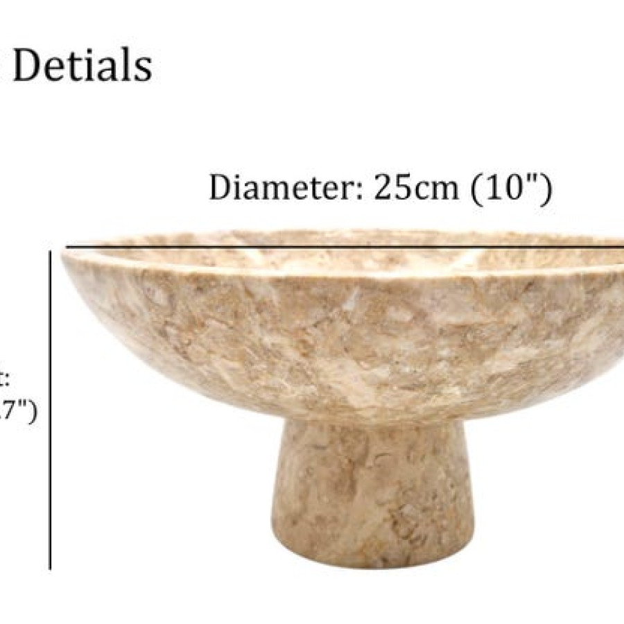 Stunning Large Marble Pedestal bowl | 10" Diameter | In Beige or Grey 4