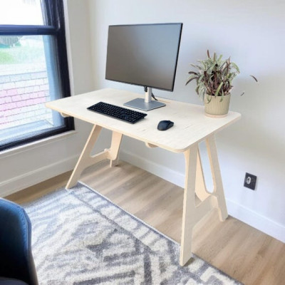 Scandinavian Style Office Computer Desk | Made Using CNC Cut Birch Plywood