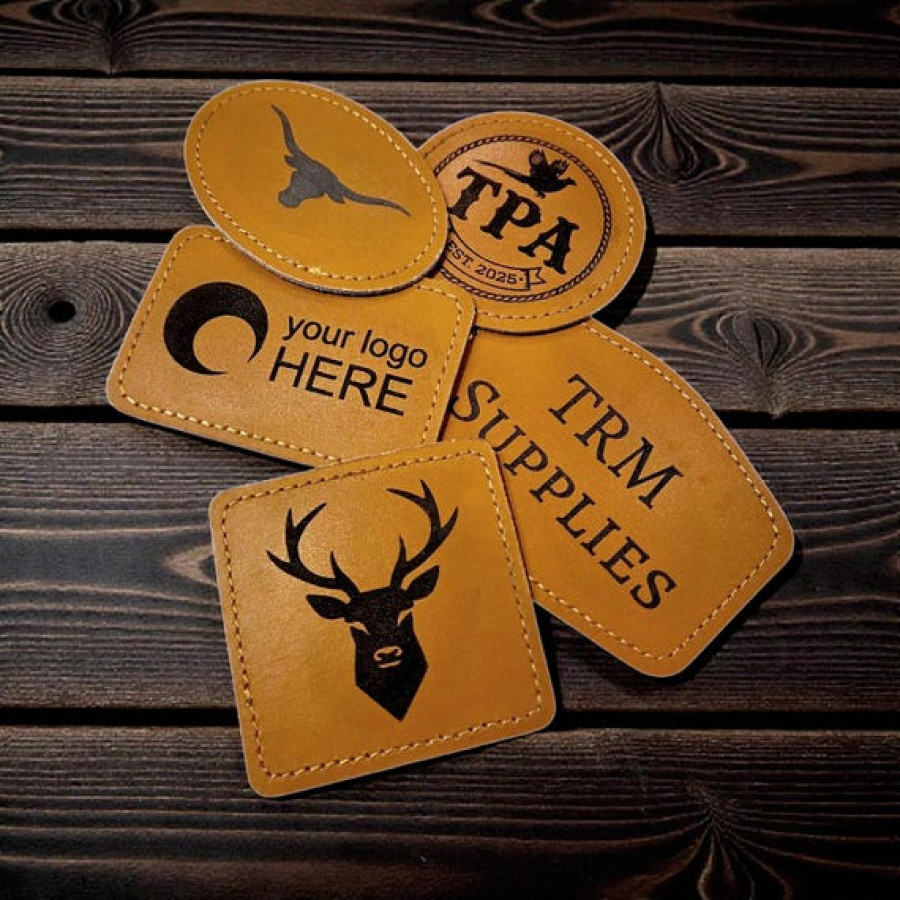 Genuine Leather Customisable Patch | Various Shapes | Add your text or Logo! 0