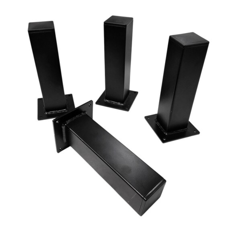 Set of 4 x chunky matte black steel cabinet feet | Short Table legs 9