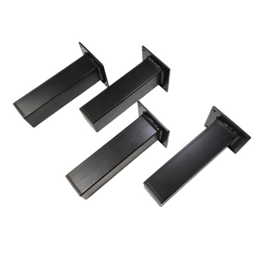 Set of 4 x chunky matte black steel cabinet feet | Short Table legs 10