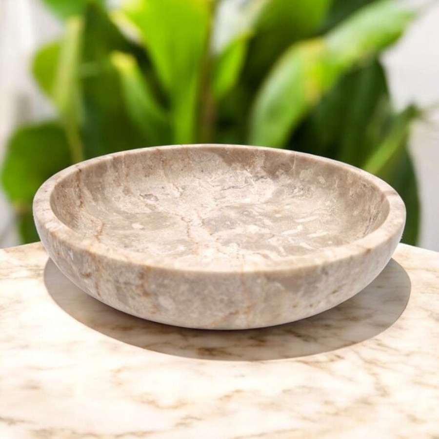 Natural Marble serving bowl | 21cm Decorative Bowl | In Beige or Grey 0