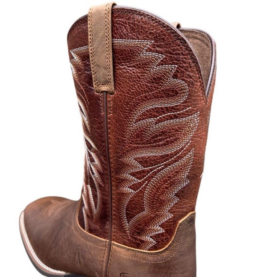 Men's Premium Leather Brown Cowboy Boots with Durable Welted Rubber Sole 8